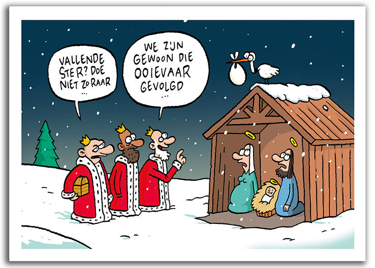 Pakketje Kerstkaartjes "Ooievaar"